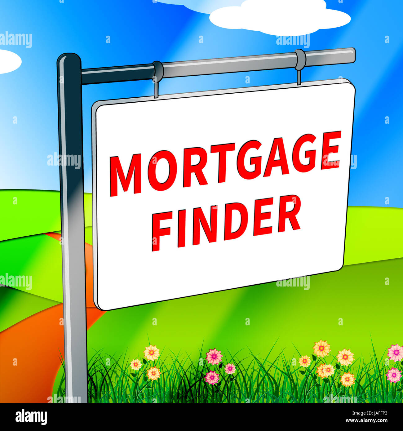 Prêt hypothécaire représentant Finder Recherchez 3d illustration Banque D'Images