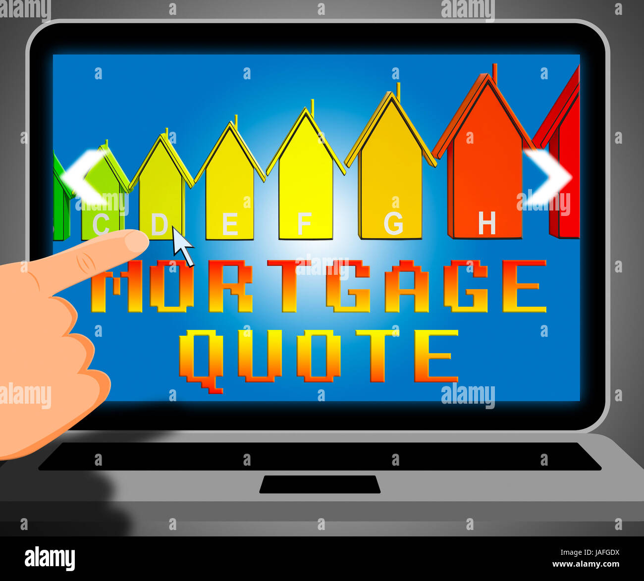 Devis prêt hypothécaire Immobilier Ordinateurs portables 3d illustration Banque D'Images