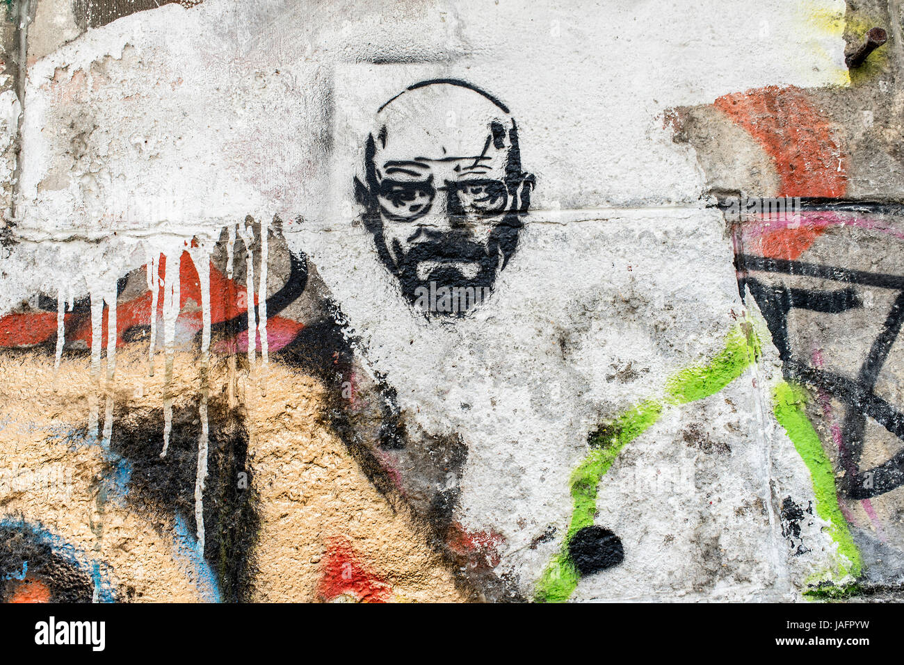 Walter White, Breaking Bad, graffiti sur mur, Vienne, Autriche, Europe Banque D'Images Walter White, Breaking Bad, graffiti sur mur, Vienne, Autriche, Europe Banque D'Images