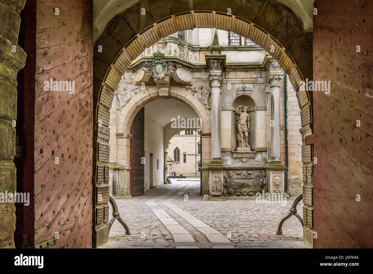 Portail dans Kronborg, le château d'Hamlet à Elseneur, Danemark, le 30 mai, 2017 Banque D'Images