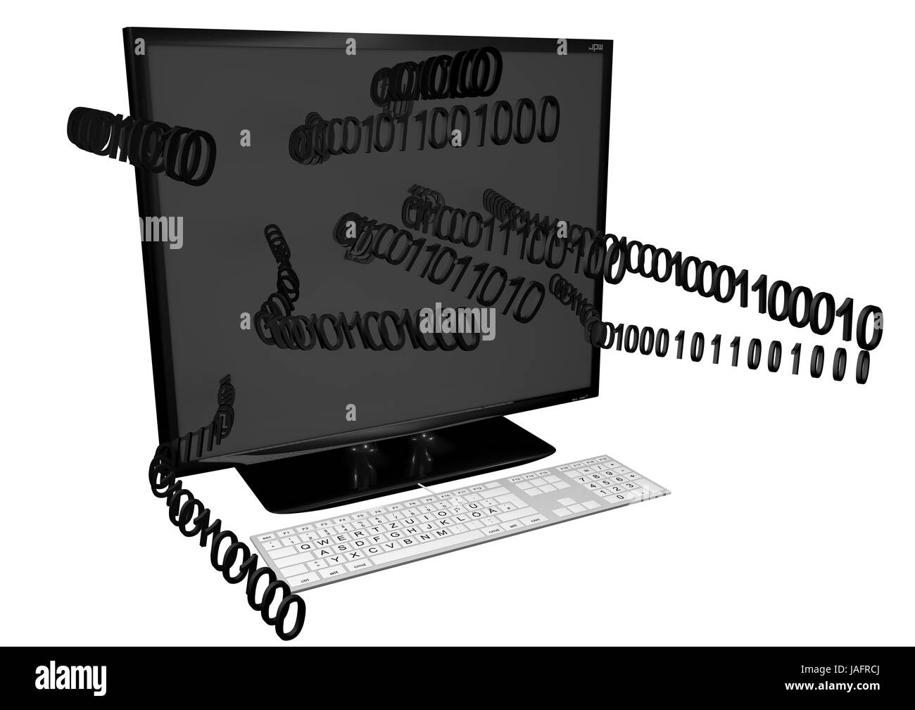 Sur un moniteur des codes binaires de vol Banque D'Images