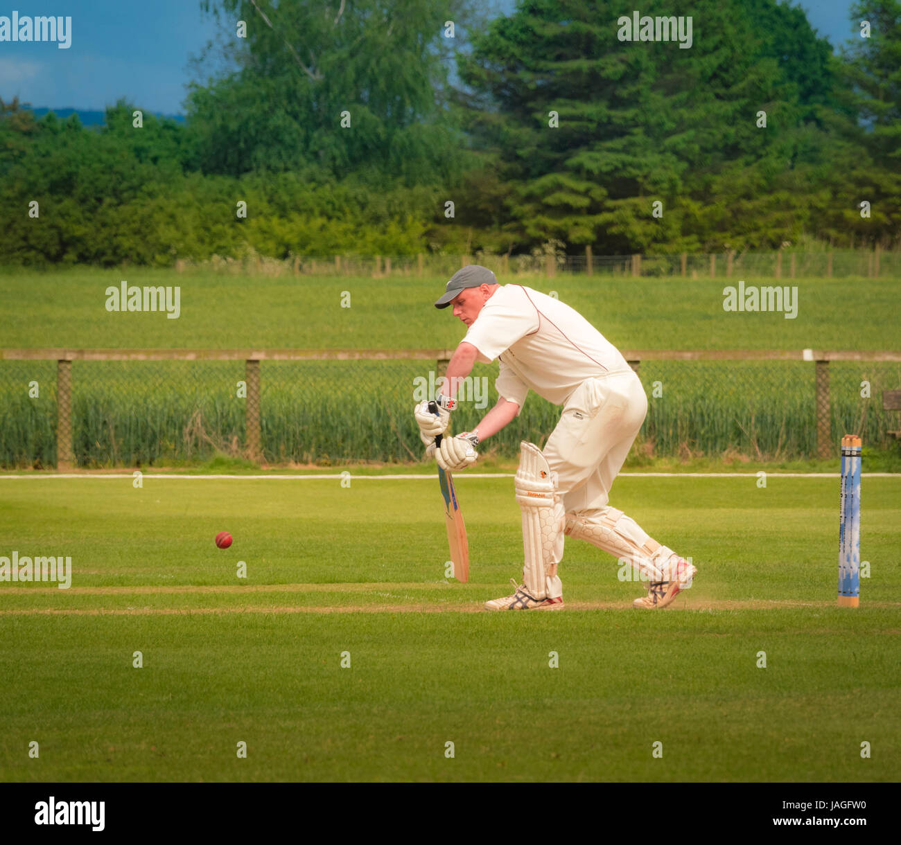 Jeu de Cricket joué dans village typiquement britannique Photo Stock - Alamy