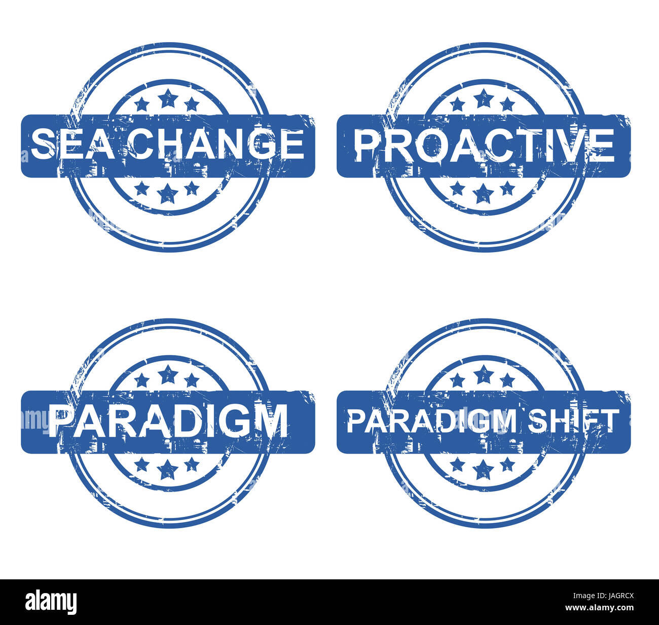 Ensemble de timbres du concept d'entreprise avec des étoiles isolé sur un fond blanc. Banque D'Images