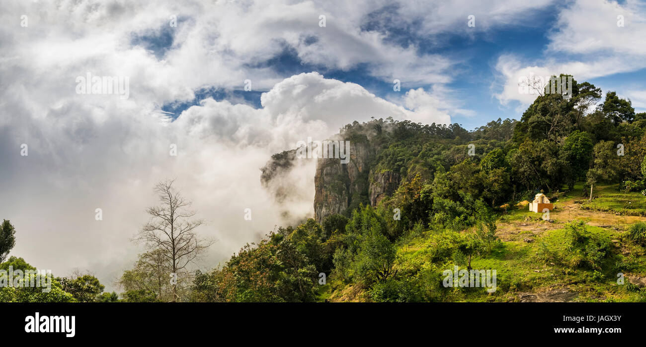 Pilier des roches de Kodaikanal sont ensemble de trois piliers de roche géant qui se situent 122 mètres (400 pieds) de haut et est géré par le Tamil Nadu (Inde) Forêt de Banque D'Images
