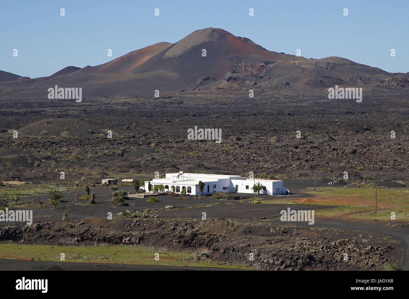 L'Espagne, îles canaries Lanzarote,maison,et le paysage au centre de l'île,Geria région, Banque D'Images