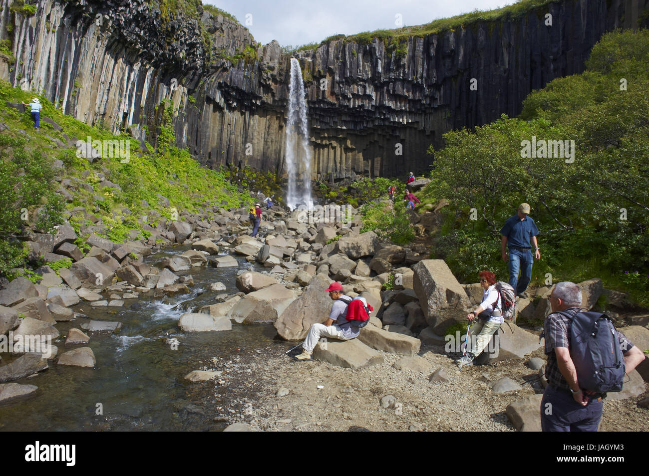 L'Islande Skaftafell,cascade Svartifoss,tourisme,, Banque D'Images
