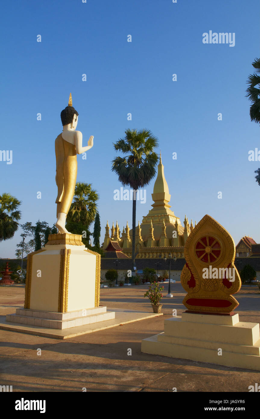 Le Laos, Vientiane,Pha That Luang Tempel,Buddha-Statue, Banque D'Images