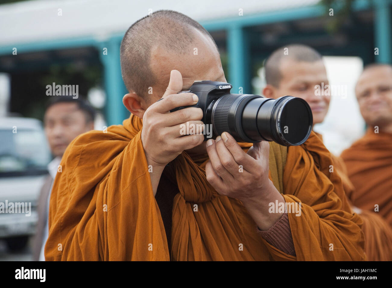 Thaïlande, Bangkok, monk, prendre des photos, Banque D'Images