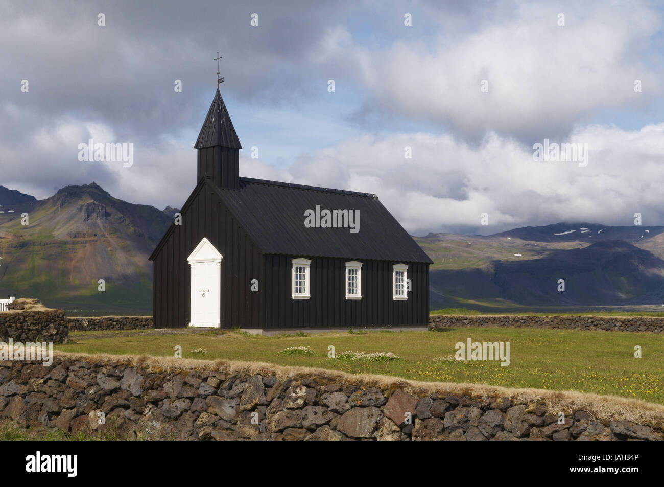 L'Islande, péninsule de Snæfellsnes,Budir,,église,Vestfirdir, fjords de l'ouest Banque D'Images