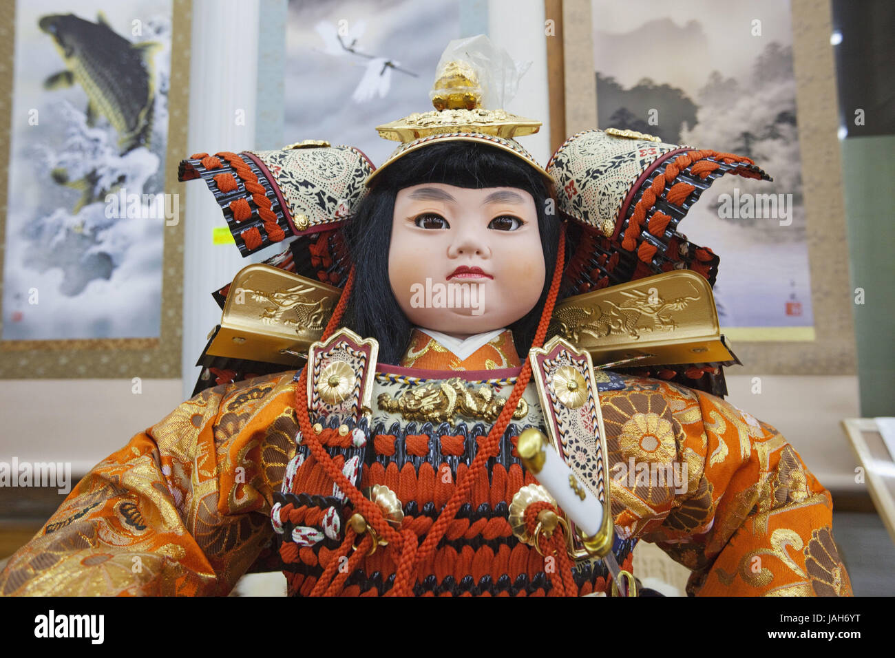 Le Japon, l'île de Miyajima,poupée,souvenirs,Samurai Warrior, Banque D'Images