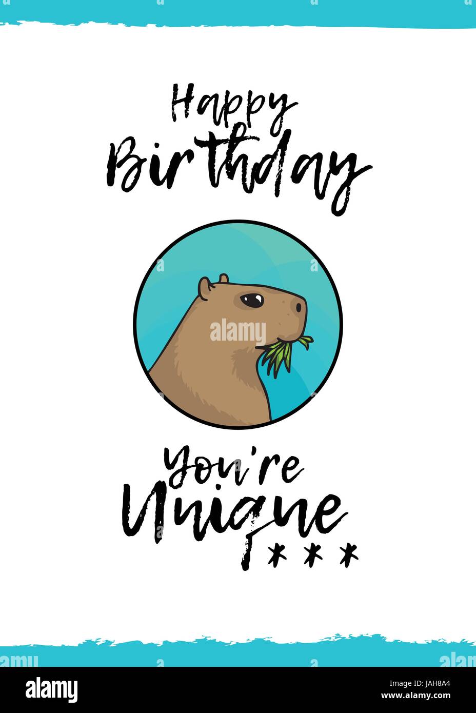 Joyeux Anniversaire Vous Etes Unique Carte De Souhaits Avec Un Animal Mignon Et Gentil Tiens Cartoon Style Convient Pour Kid S Felicitations Capybara Le Grand Image Vectorielle Stock Alamy