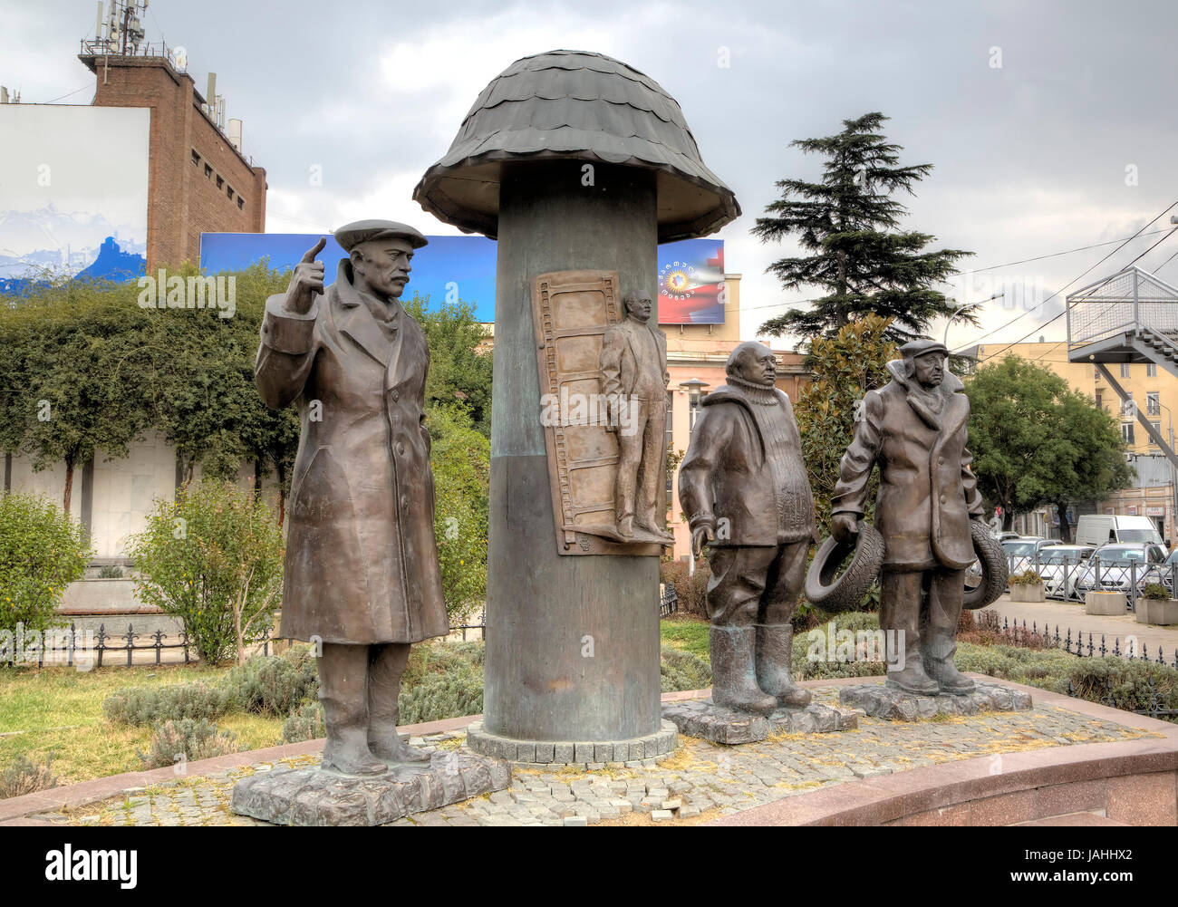 Monument à George Danelia et le héros du film Mimino. Tbilissi. La Géorgie. Banque D'Images