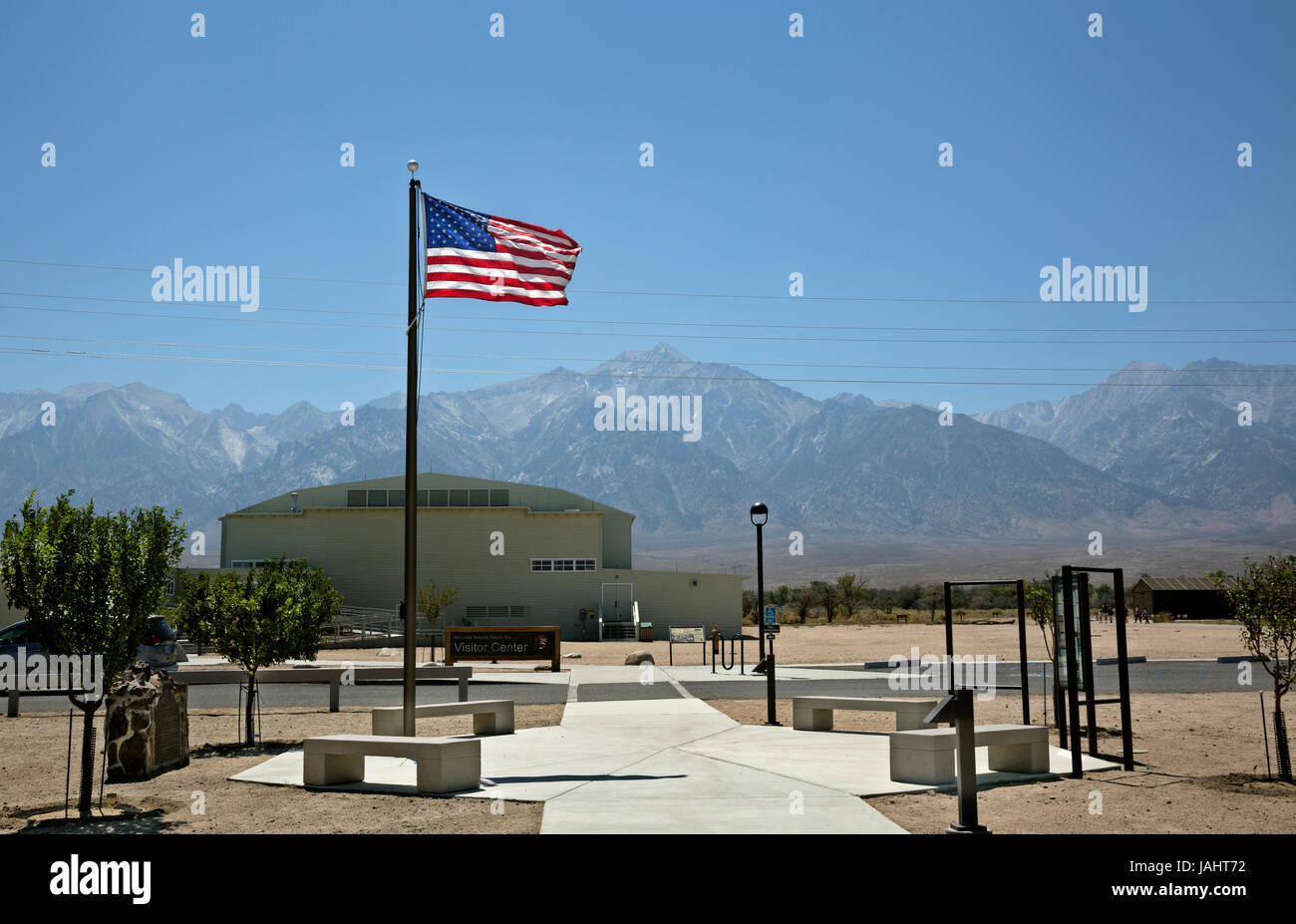 Ca03264-00...Californie - chaud, sec et venteux jour à la guerre mondiale 2 camp d'internement japonais de manzanar, un lieu historique national en owens valley. Banque D'Images