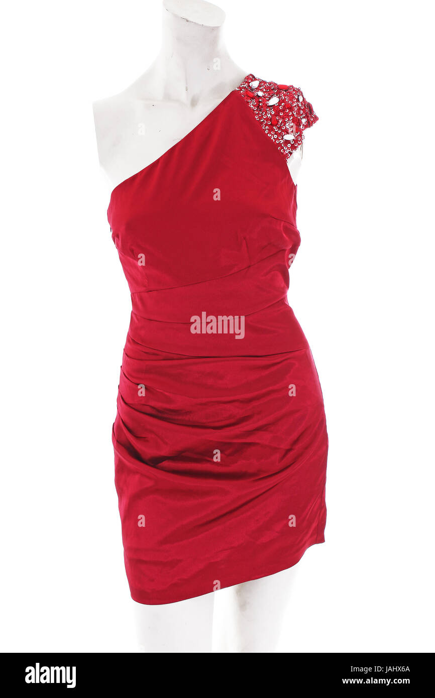Belle robe. Robe rouge mini-robe. Banque D'Images
