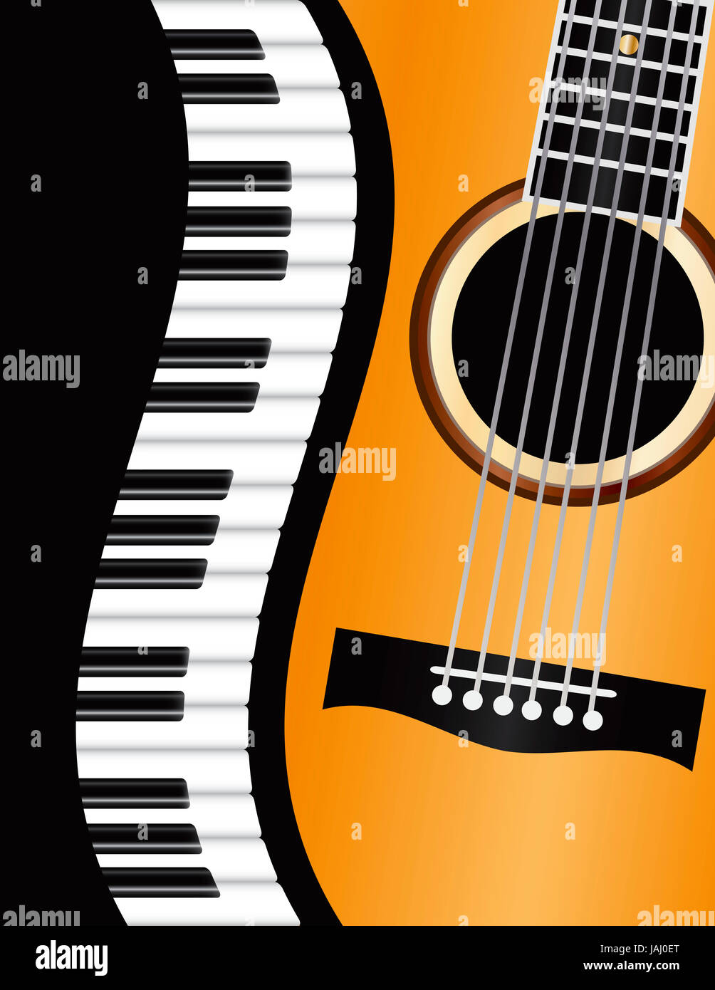 Les claviers Piano Guitare acoustique avec bordure ondulée Background  Illustration Gros plan Photo Stock - Alamy