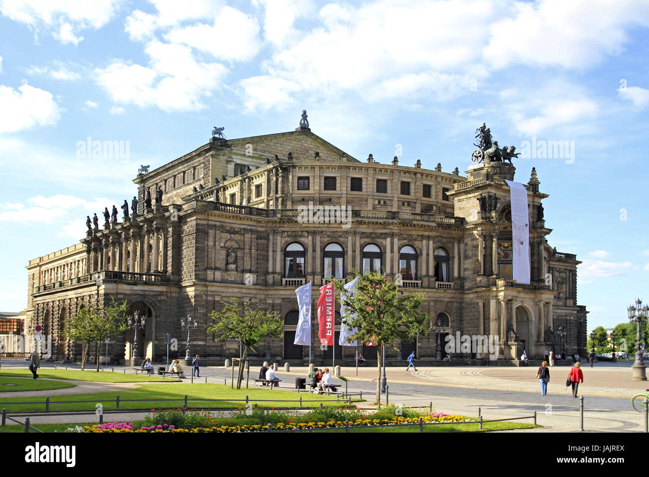 Allemagne, Saxe, Dresde,théâtre,carré,king Semperoper Johann,statue équestre, Banque D'Images