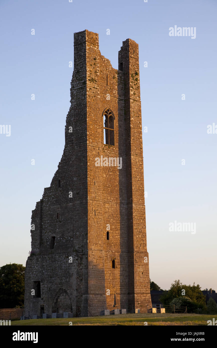 L'Irlande, le comté de Meath,Jaune,Garniture,clocher clocher,ruine, Banque D'Images