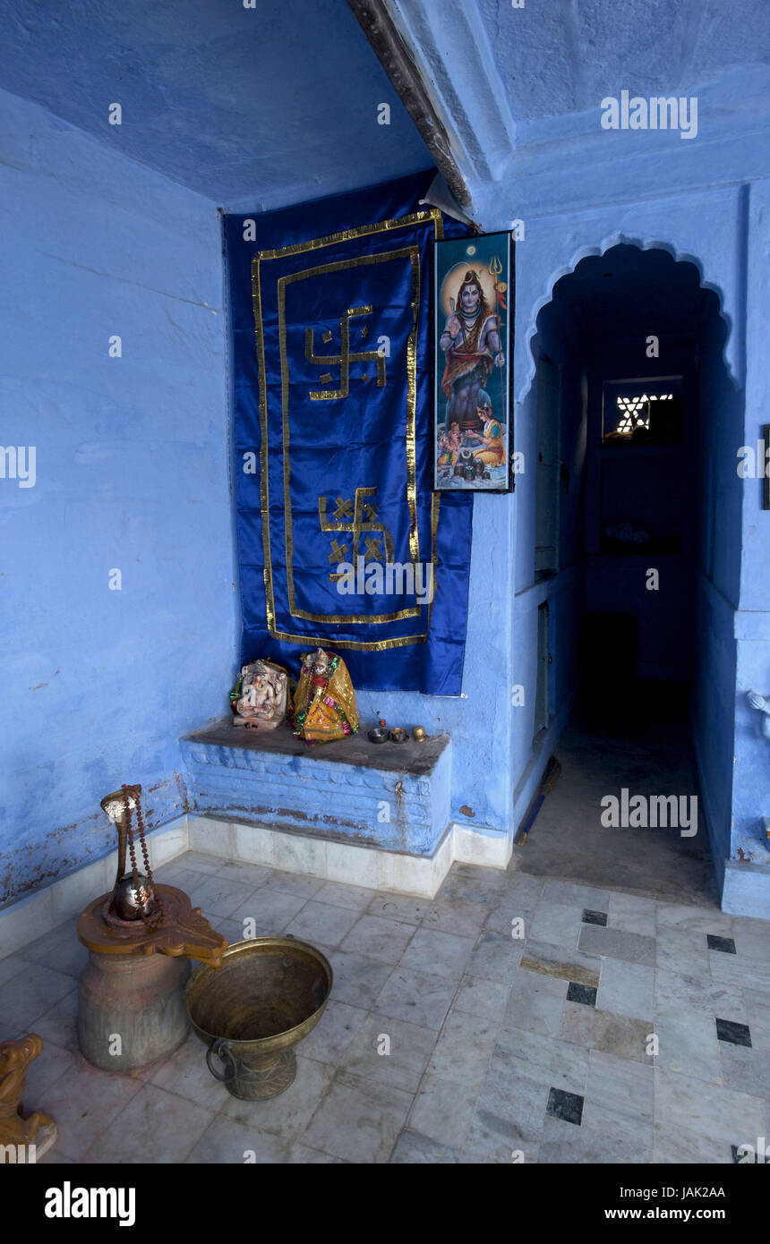 L'Inde,Rajasthan,Rajasthan,Vieille Ville, Maison d'habitation,vue de l'intérieur, Banque D'Images