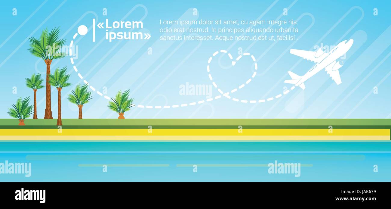 Vacances d'île tropicale en avion Sky mer plage sable Illustration de Vecteur