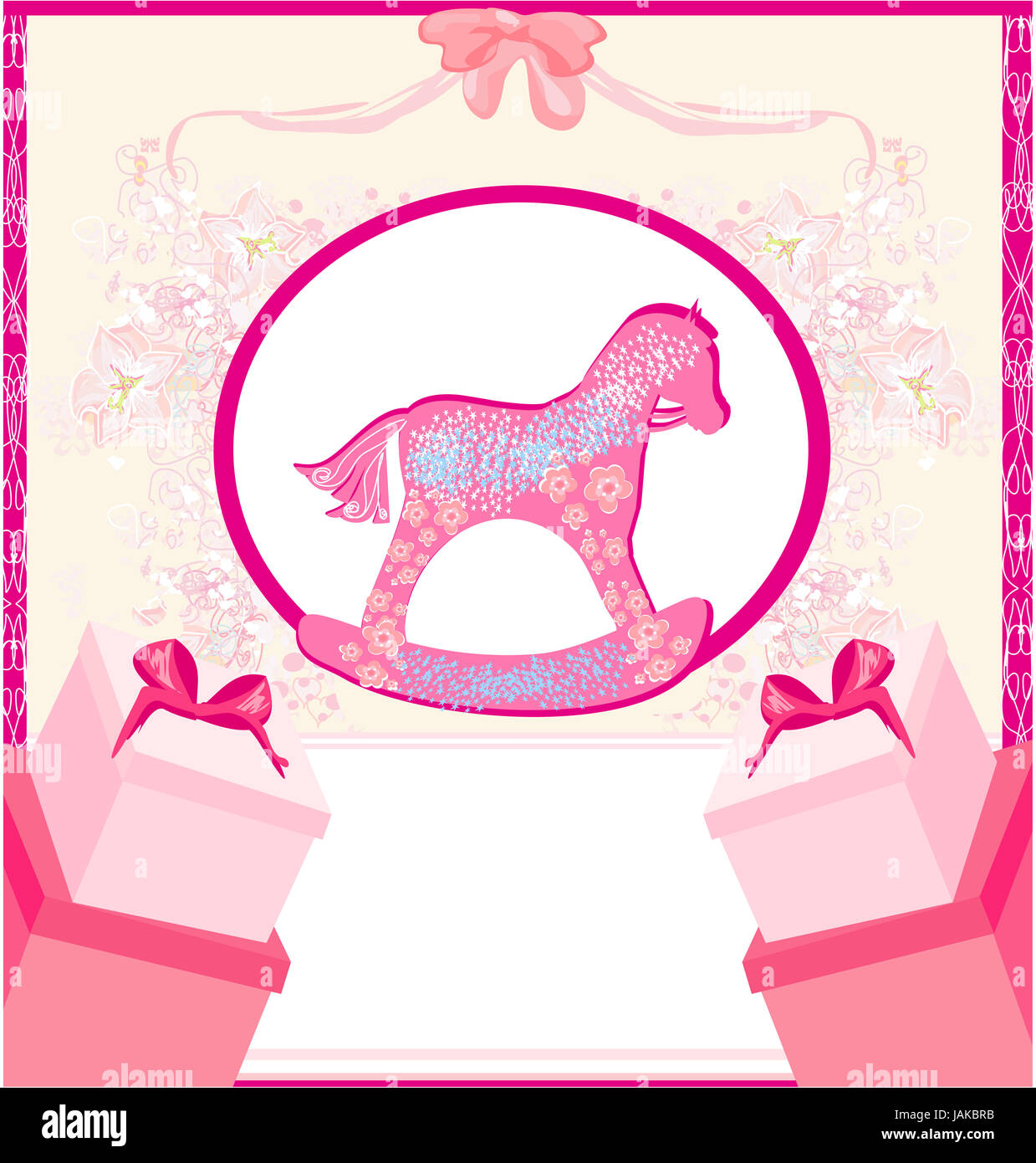 Chevaux A Bascule Bebe Fille Carte D Invitation De Douche De Bebe Photo Stock Alamy
