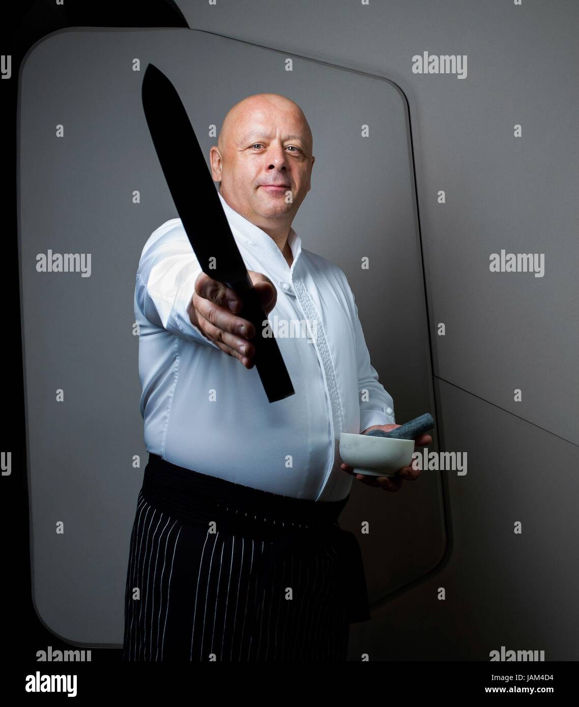 Thierry Marx, le chef français du restaurant 'Mandarin' Oriental à Paris. 2014 Photo Damien Grenon Banque D'Images