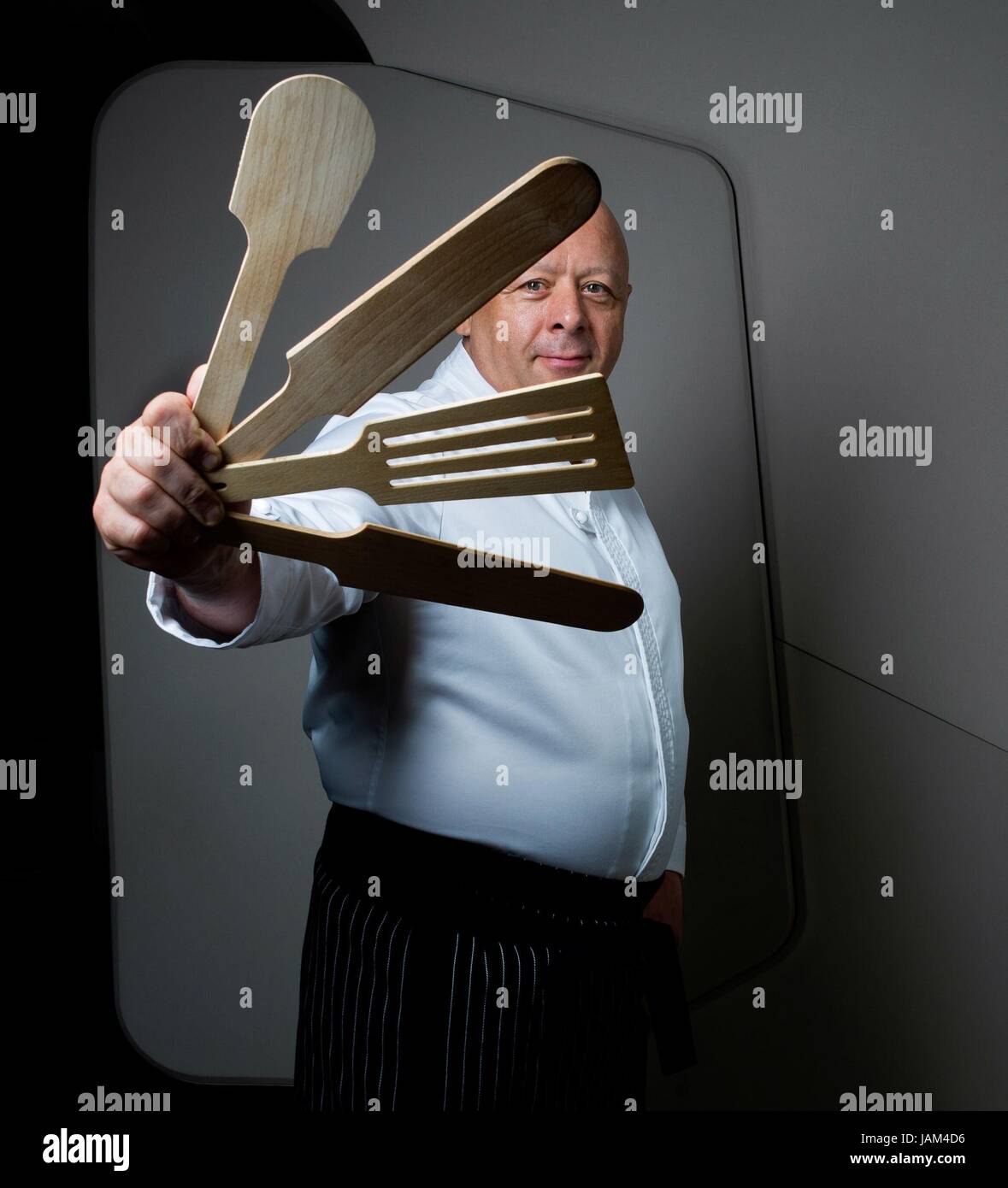 Thierry Marx, le chef français du restaurant 'Mandarin' Oriental à Paris. 2014 Photo Damien Grenon Banque D'Images
