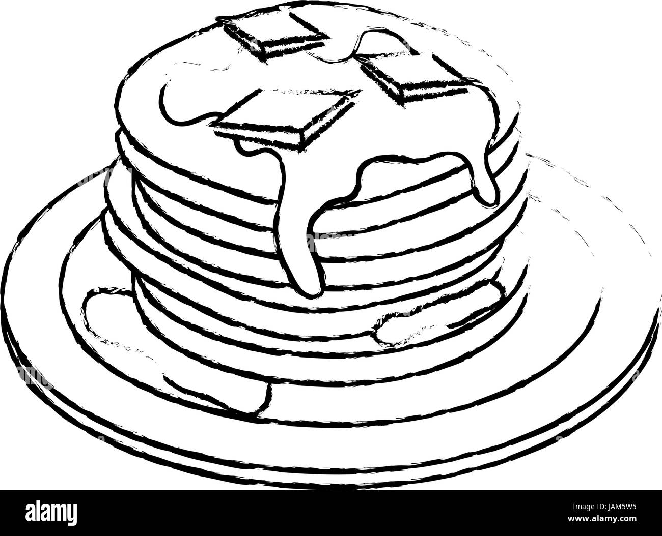 Délicieux petit-déjeuner de crêpes Illustration de Vecteur