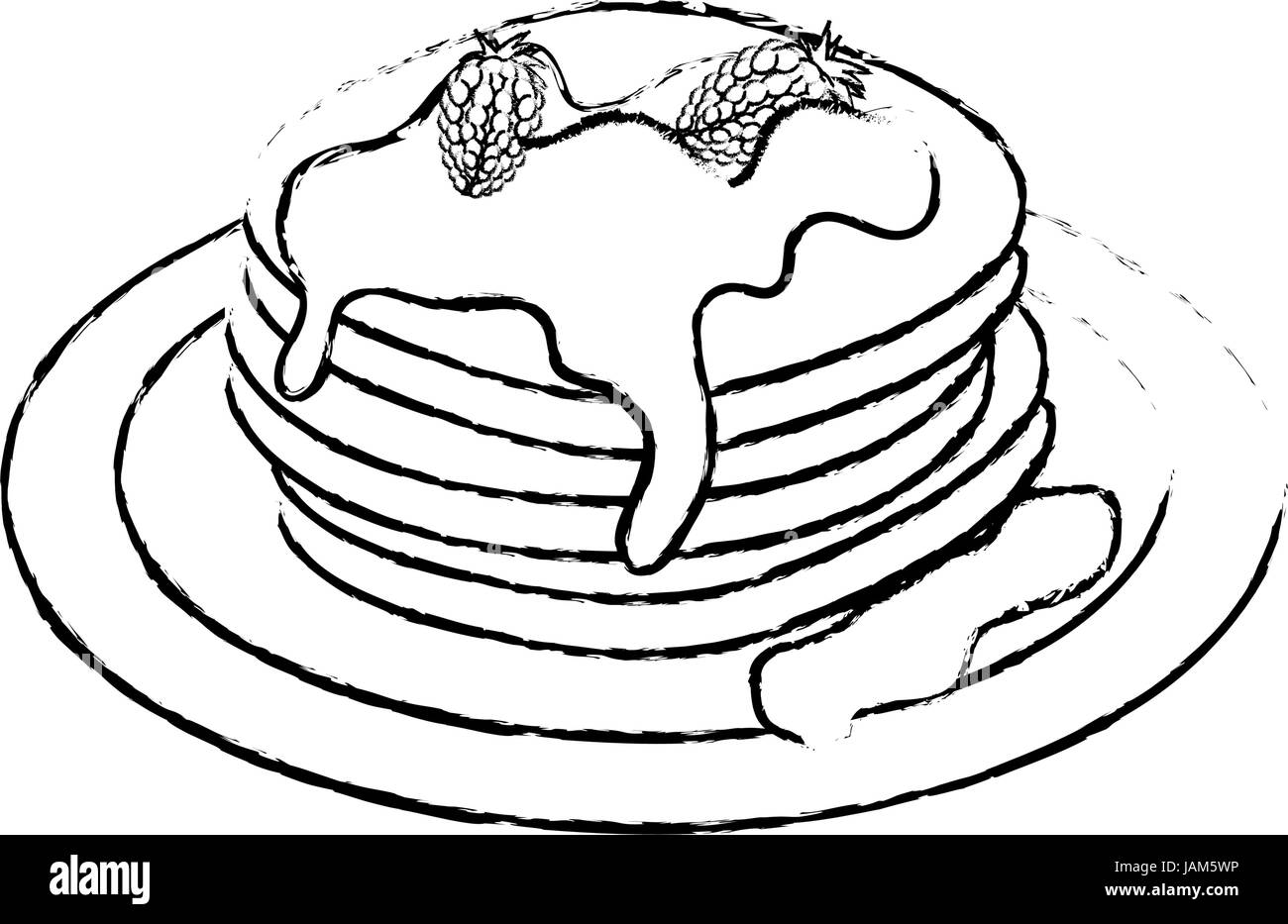 Délicieux petit-déjeuner de crêpes Illustration de Vecteur