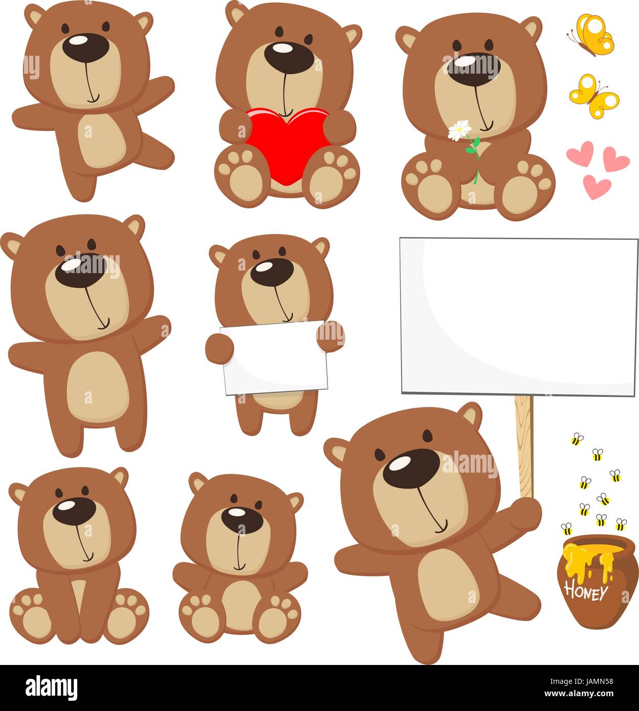 Ensemble De Mignon Bebe Ours Posant Dans Des Positions Differentes Et Des Elements De Conception Abeilles Miel Pot Papillons Et Blank Placard Pour Copie Espace Isole Sur Blanc Image Vectorielle Stock Ensemble De Mignon Bebe Ours Posant Dans Des Positions Differentes Et Des Elements De Conception Abeilles Miel Pot Papillons Et Blank Placard Pour Copie Espace Isole Sur Blanc Image Vectorielle Stock