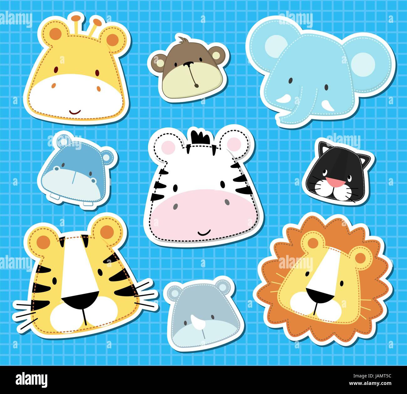 Ensemble De Tetes Mignon Bebe Animaux De Safari En Format Vectoriel Tres Facile A Modifier Des Objets Image Vectorielle Stock Alamy
