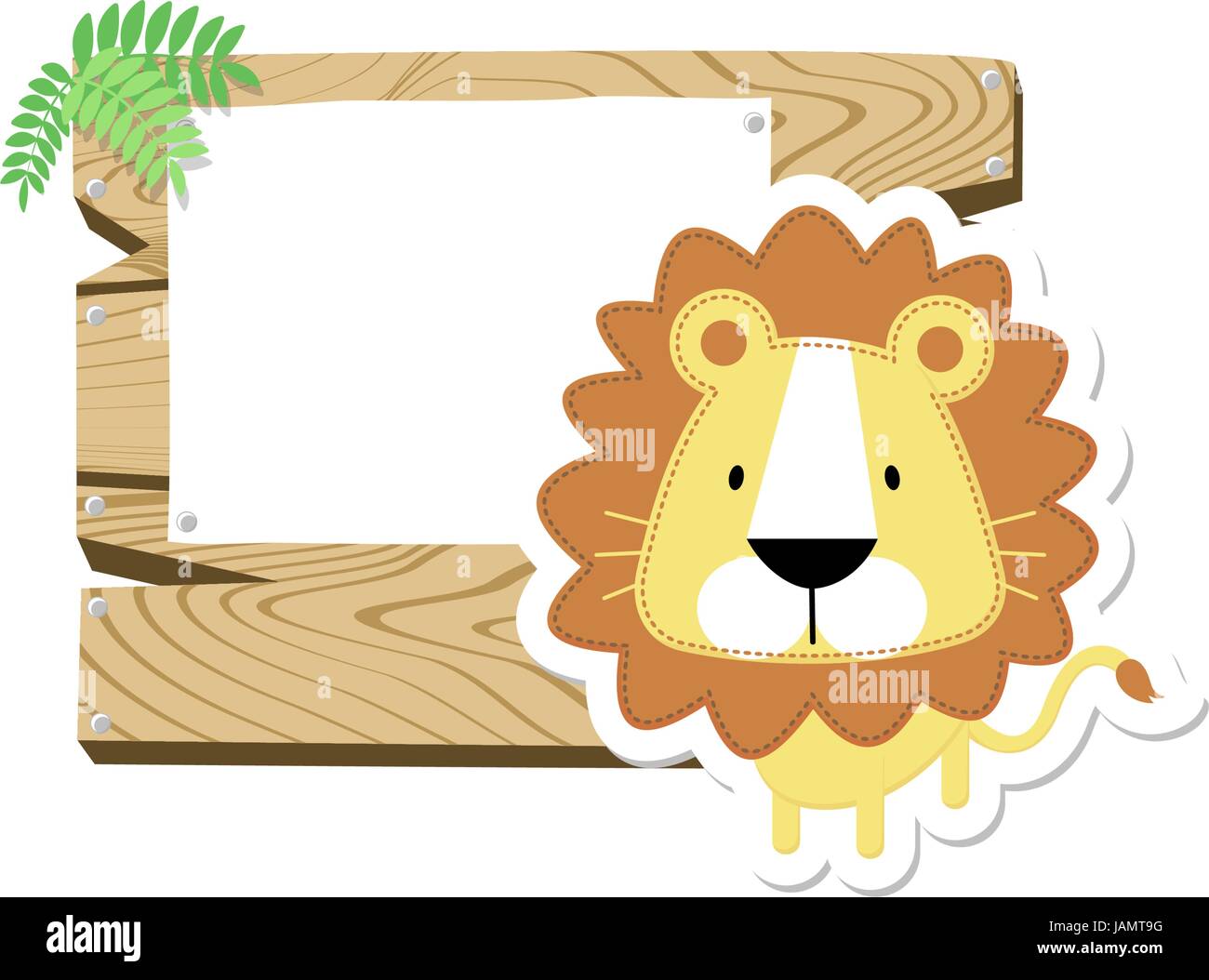 Illustration De Mignon Bebe Lion Avec Vierge En Bois Conseil Isole Sur Fond Blanc Image Vectorielle Stock Alamy