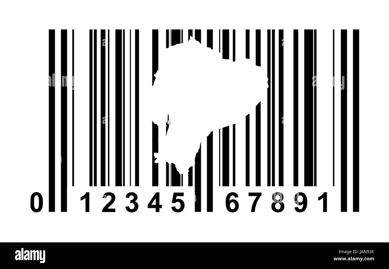 L'Équateur shopping code barre isolé sur fond blanc. Banque D'Images