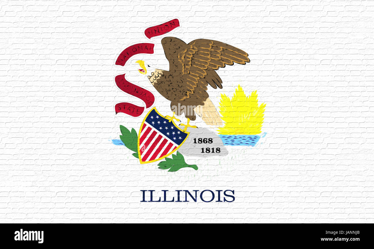 Illustration du pavillon de l'Illinois State en Amérique à la recherche comme il est peint sur un mur. Banque D'Images