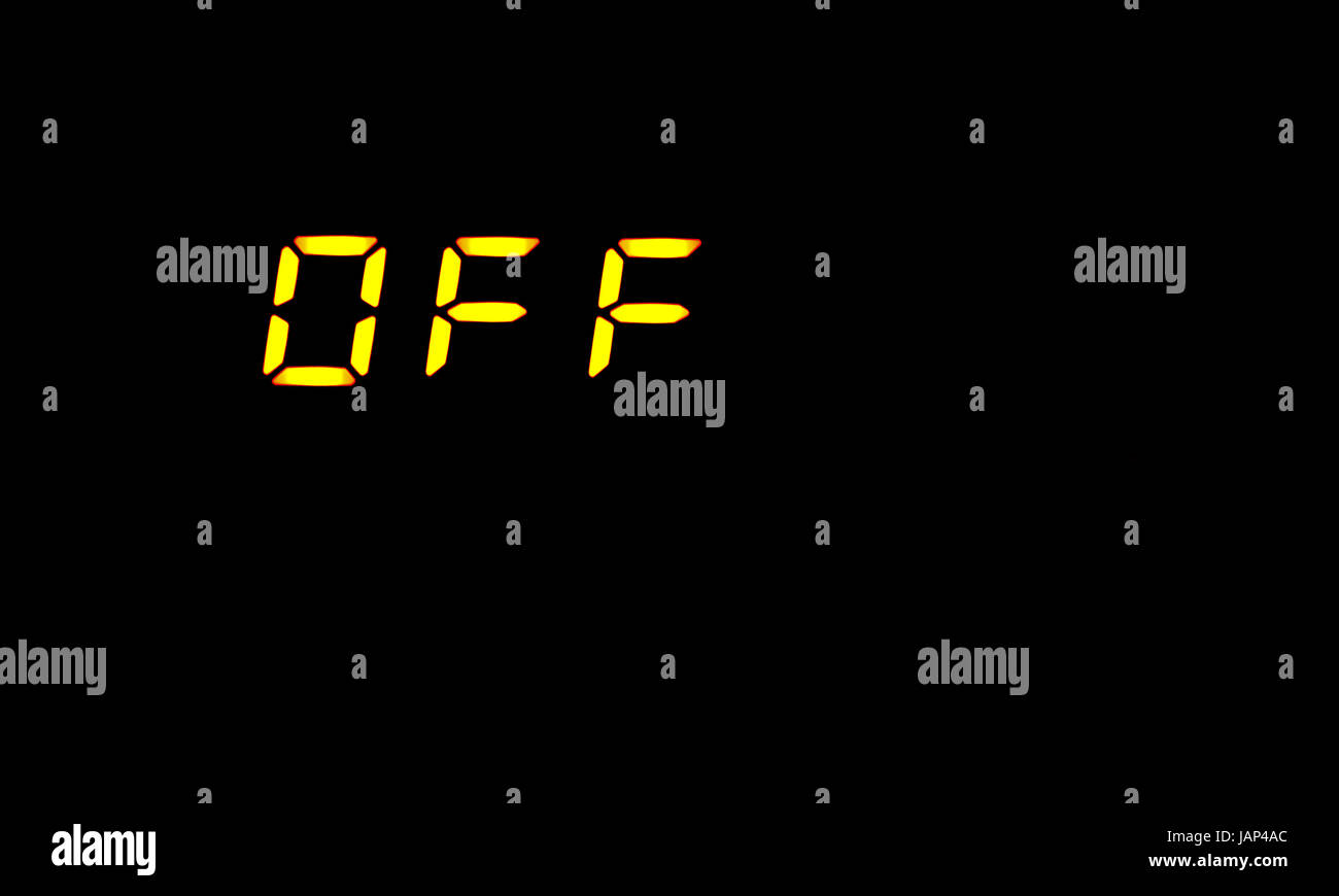 J'Off lettres jaunes sur fond noir Banque D'Images