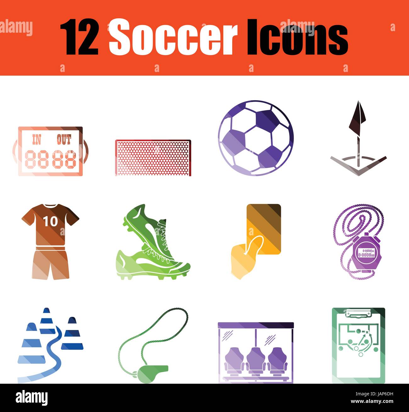 Ensemble d'icônes de soccer. Design couleur du dégradé. Vector illustration. Illustration de Vecteur