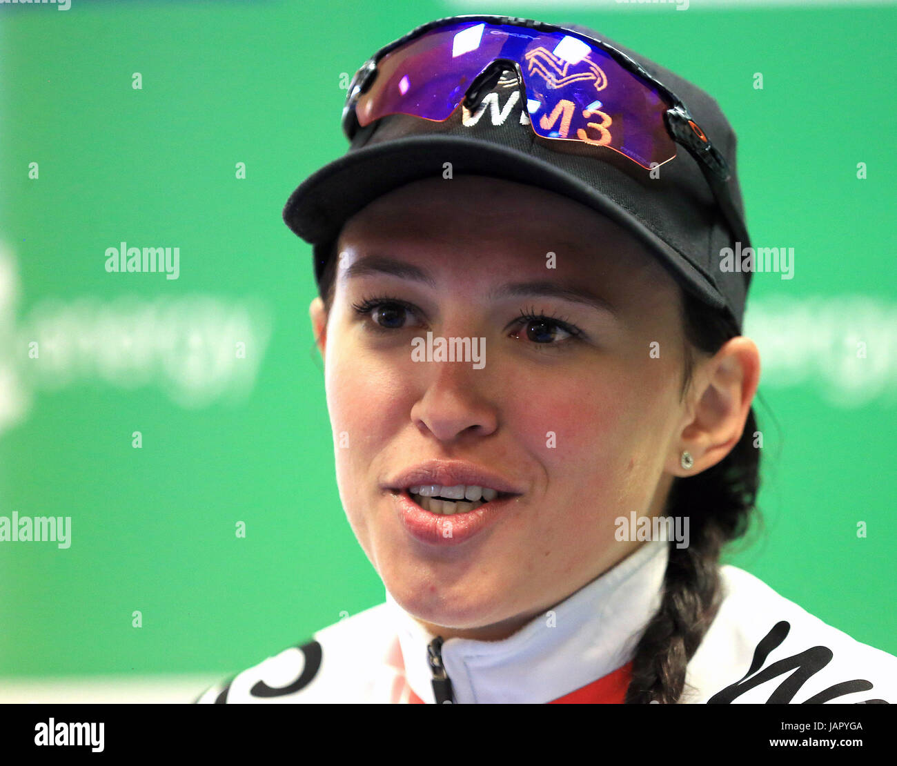 WM3 Pro Cycling's Katarzyna Niewiadoma vainqueur de l'étape après le Women's Tour of Britain de Daventry à Kettering. ASSOCIATION DE PRESSE Photo. Photo date : mercredi 7 juin 2017. Voir histoire de PA VÉLO Womens Tour. Crédit photo doit se lire : Nigel Français/PA Wire Banque D'Images