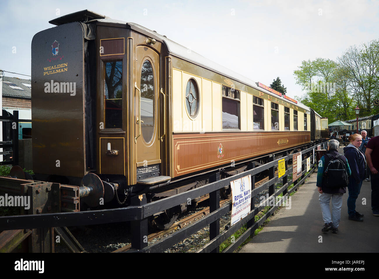 Une voiture de chemin de fer au Pullman restauré de la gare Ashford dans le Kent UK Banque D'Images