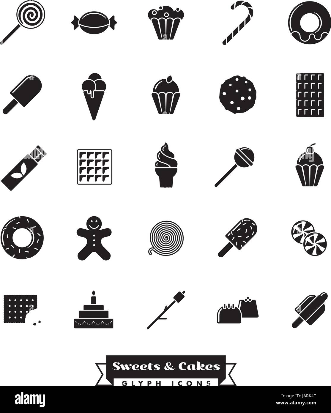 Bonbons, gâteaux, bonbons vector icon collection glyphe Illustration de Vecteur