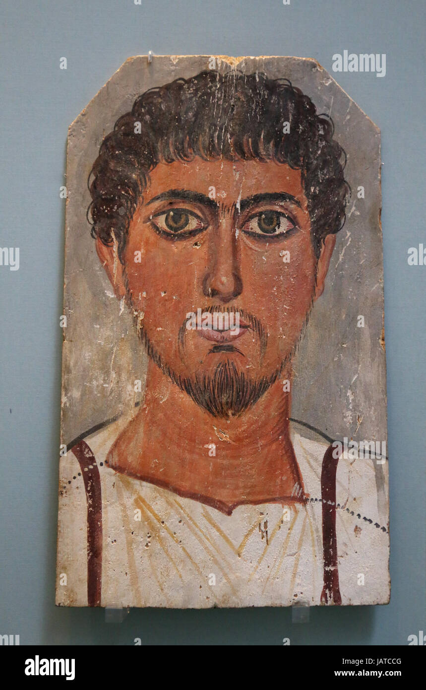 Période romaine. Portrait funéraire. 30 av. J.-C.-395 AP. Peinture encaustique sur limewood. L'Égypte. British Museum. Londres. UK. Banque D'Images