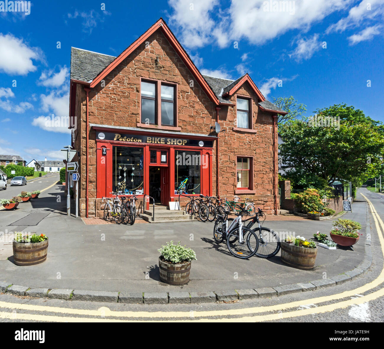 Peloton Bike Shop Drymen dans le comté de Stirling, Écosse, Royaume-Uni Banque D'Images