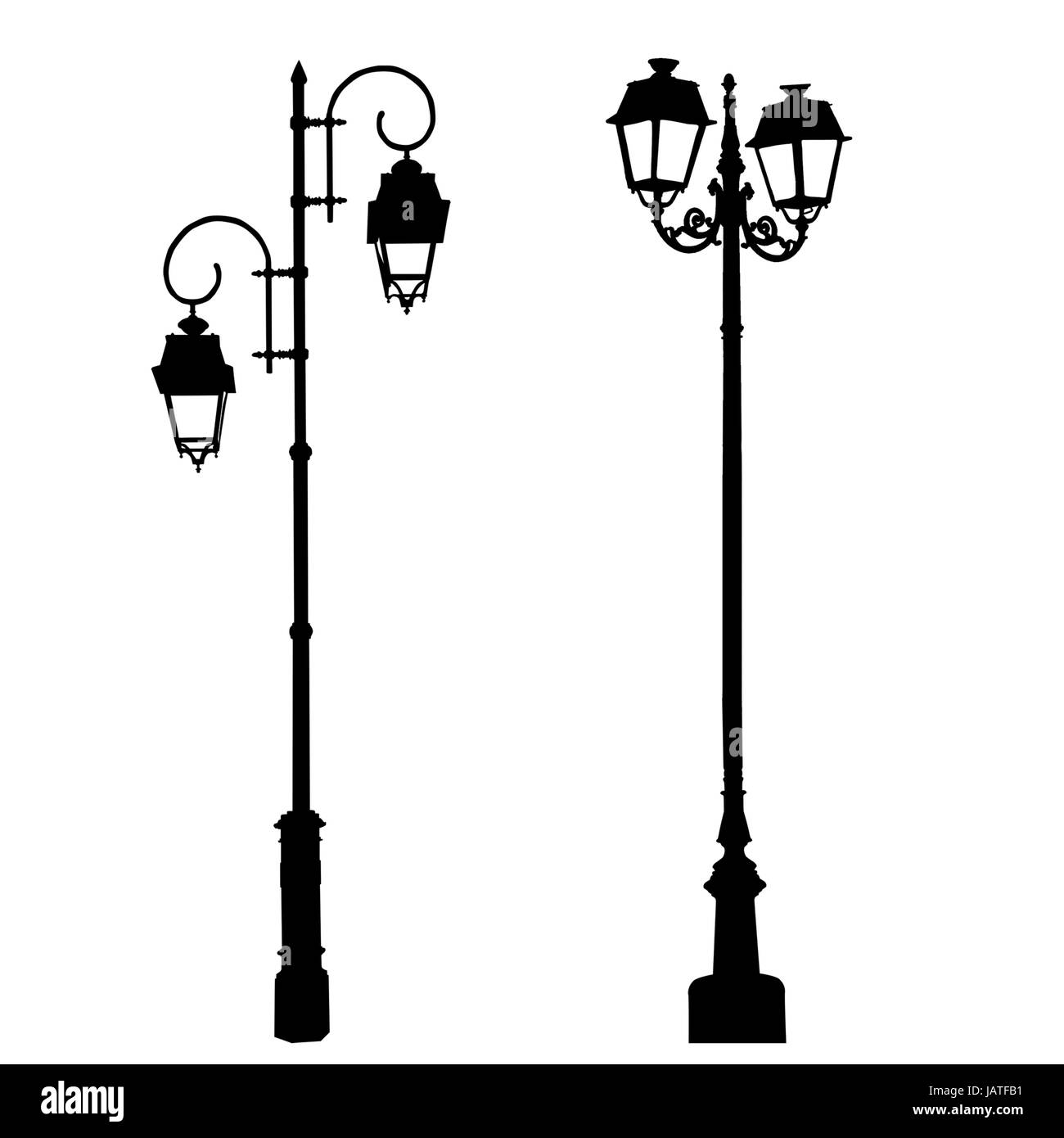 Silhouettes de lampadaire décoratif sur fond blanc, vector illustration  Photo Stock - Alamy