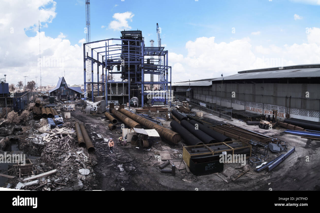 La construction de la centrale panoramique infrarouge en fausses couleurs Banque D'Images