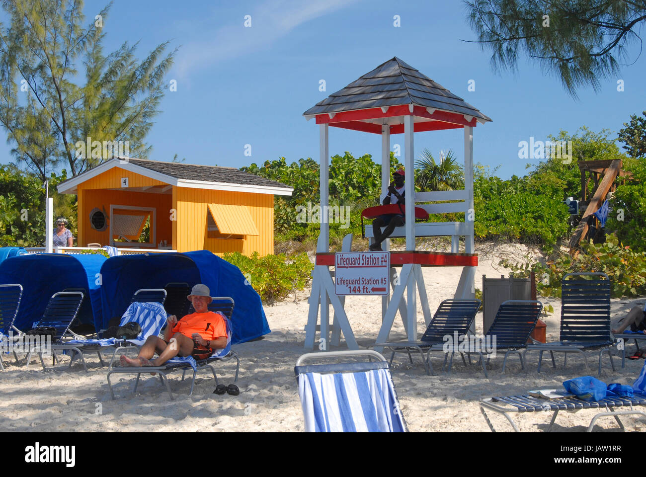 Sauveteur à Half Moon Cay, Bahamas Banque D'Images