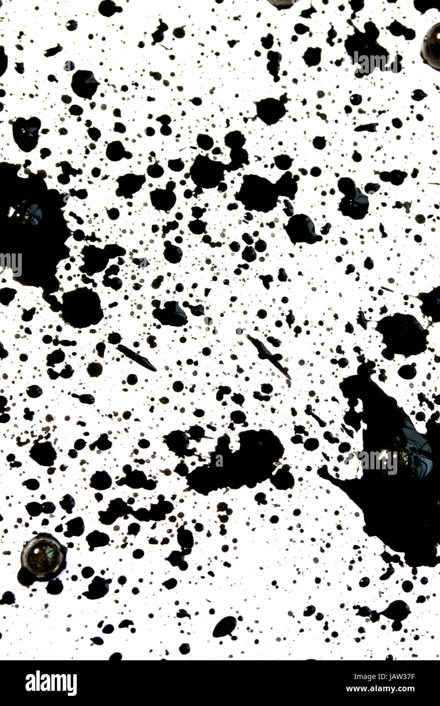 Noir et Blanc peinture abstraite des éclaboussures Banque D'Images