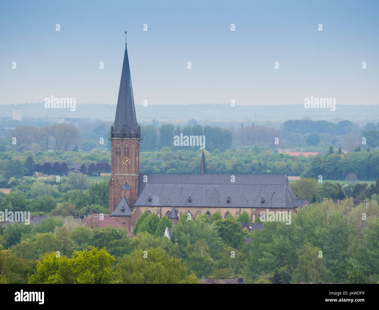 Église ST. nicolai, Kalkar, Allemagne vue depuis le monreberg Banque D'Images