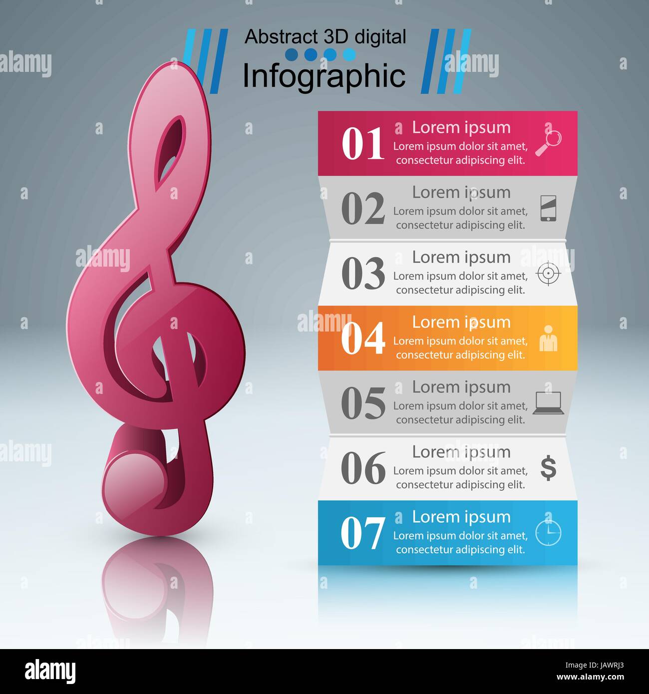 Infographie la musique. L'icône de clé de sol. Icône de note Image