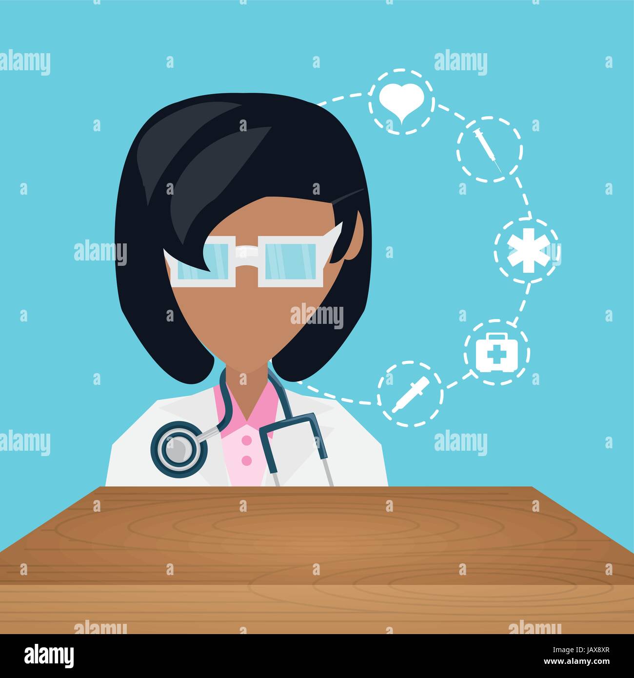 Doctor with stethoscope and medical icons Illustration de Vecteur