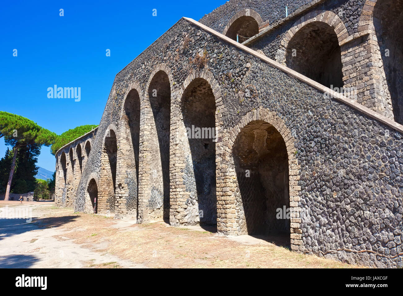 Ruines du célèbre amphithéâtre de Pompéi, Italie Banque D'Images