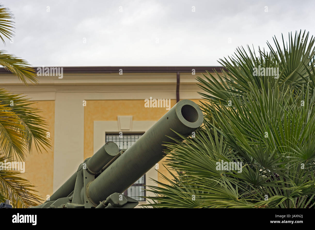 L'ARTILLERIE DE LA SECONDE GUERRE MONDIALE : OBUSIER 155/23 Détails arsenal américain, exposée à CATANZARO (ITALIE) Banque D'Images