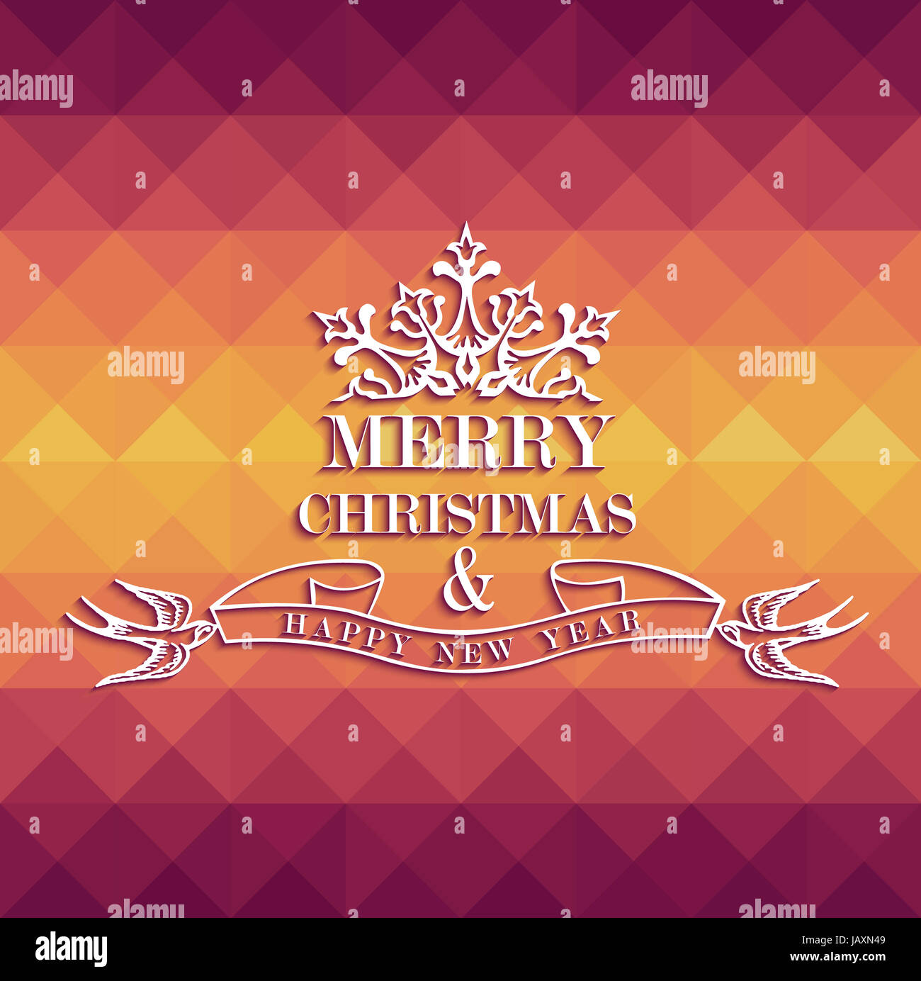 Joyeux Noël avec les couleurs de l'étiquette texte vintage transparent triangle. Fichier vectoriel EPS10 organisé en couches pour l'édition facile. Banque D'Images